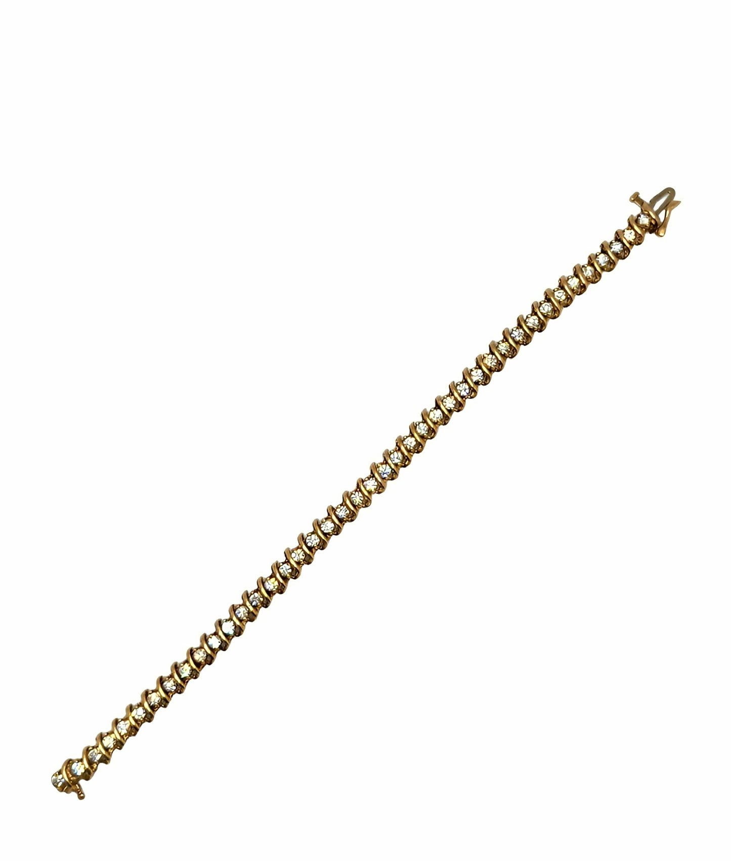 14k gold diamond bracelet with 42 diamonds (4.2 carats) - 17.5g, modern clasp