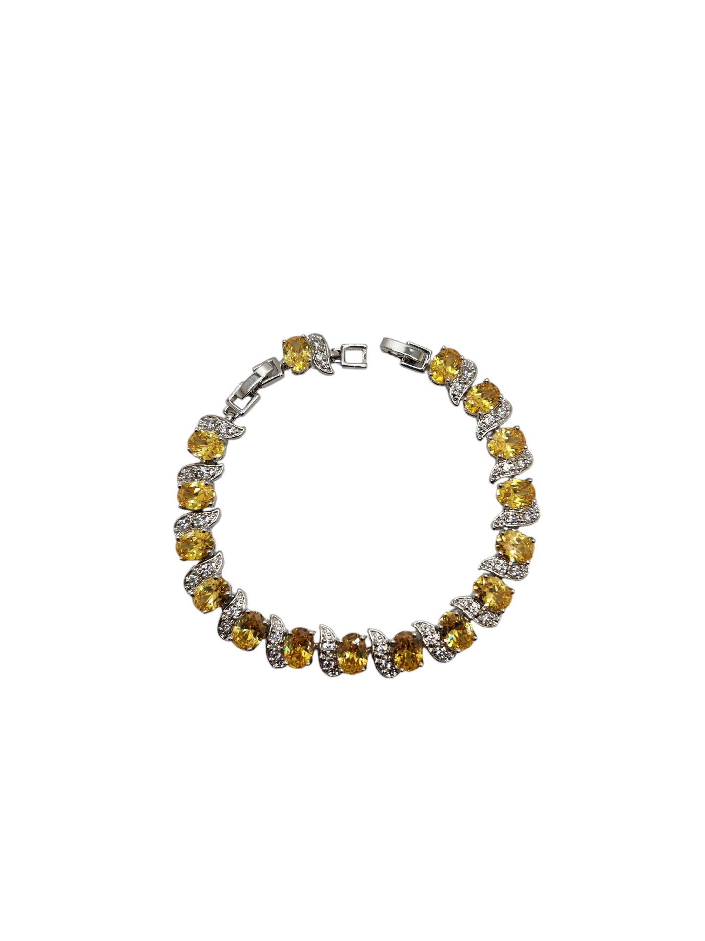 sterling silver bracelet with yellow & white crystals