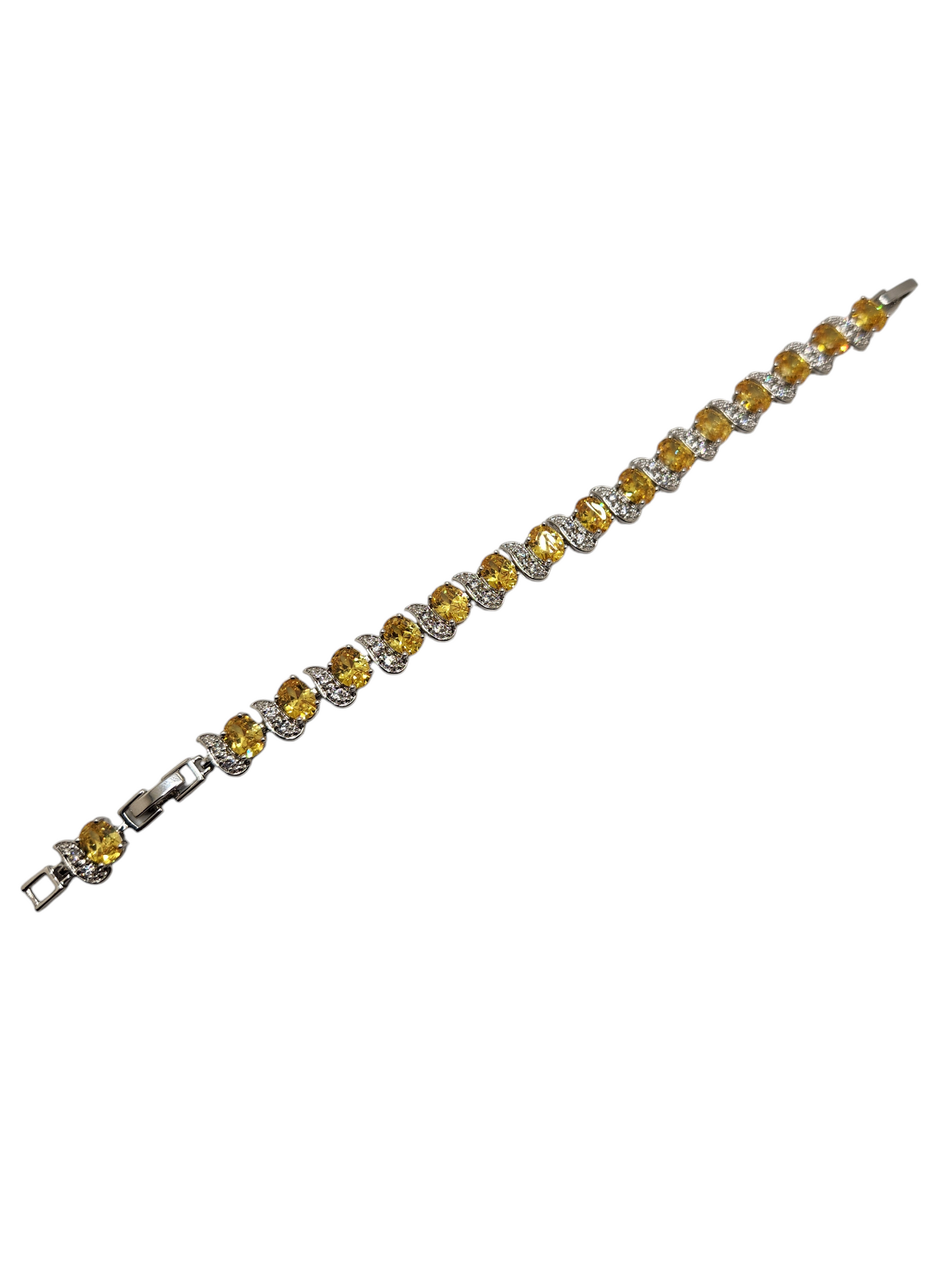 sterling silver bracelet with yellow & white crystals