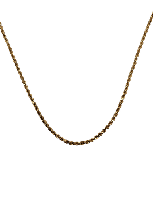 10K Yellow Gold Rope Chain - 18" Length, 2mm Thickness