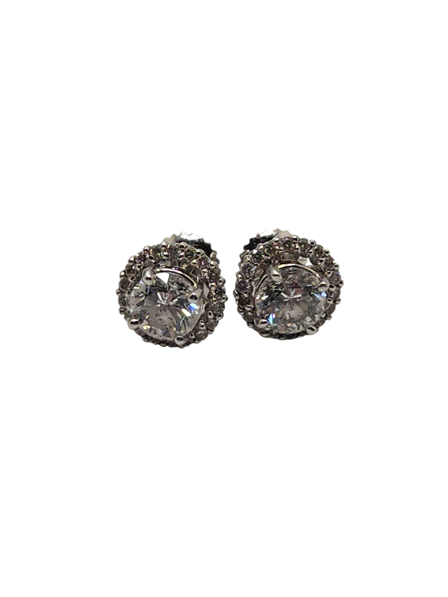 14k natural diamond halo cocktail stud earrings