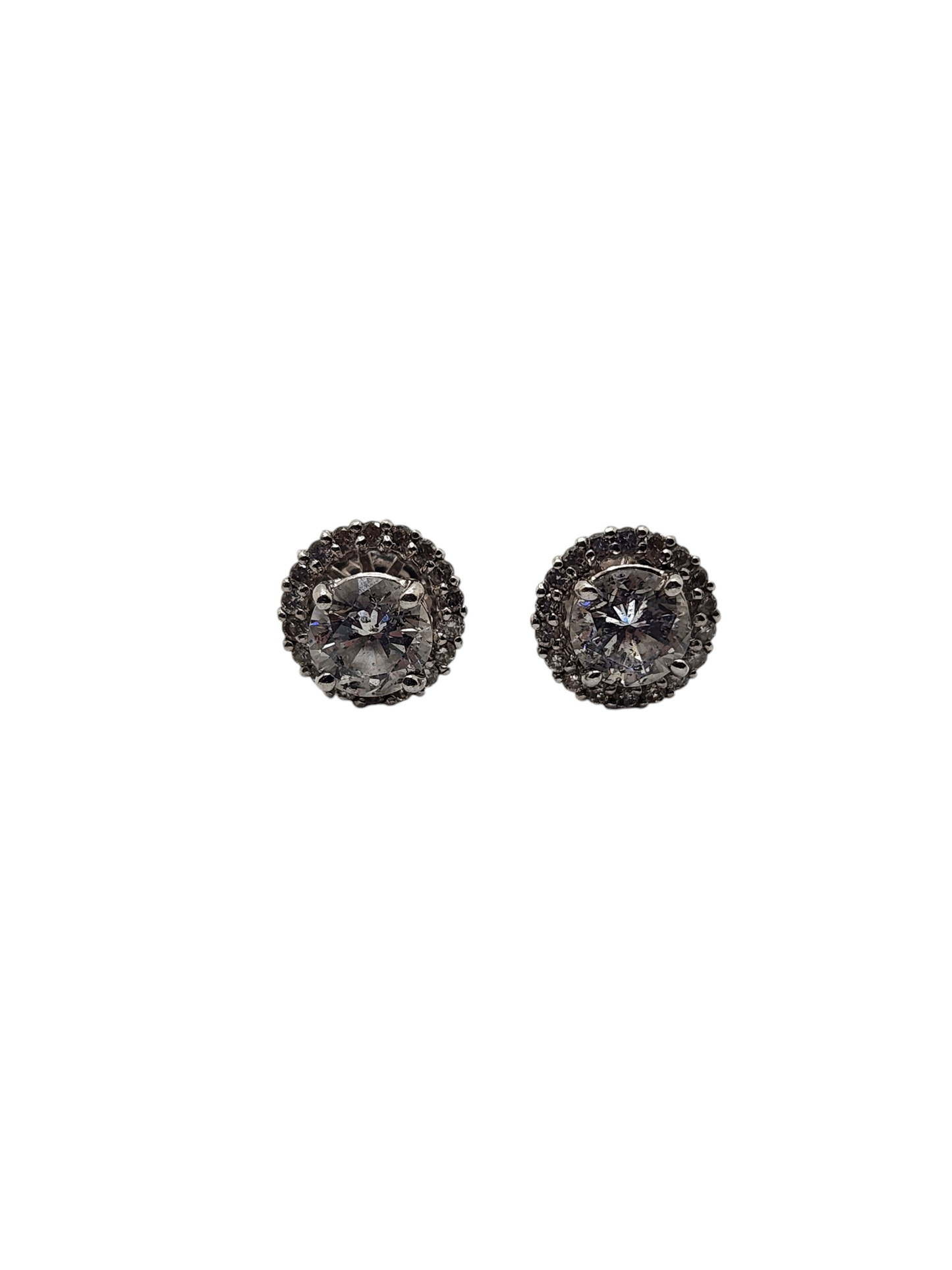 14k natural diamond halo cocktail stud earrings