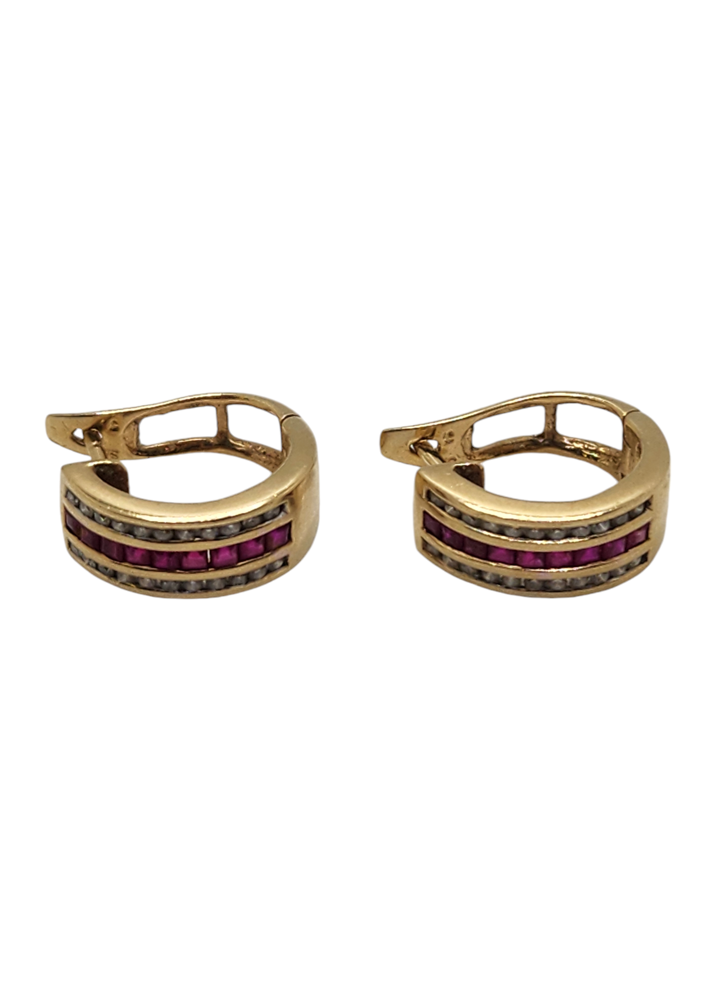 14k gold, ruby and diamond earrings