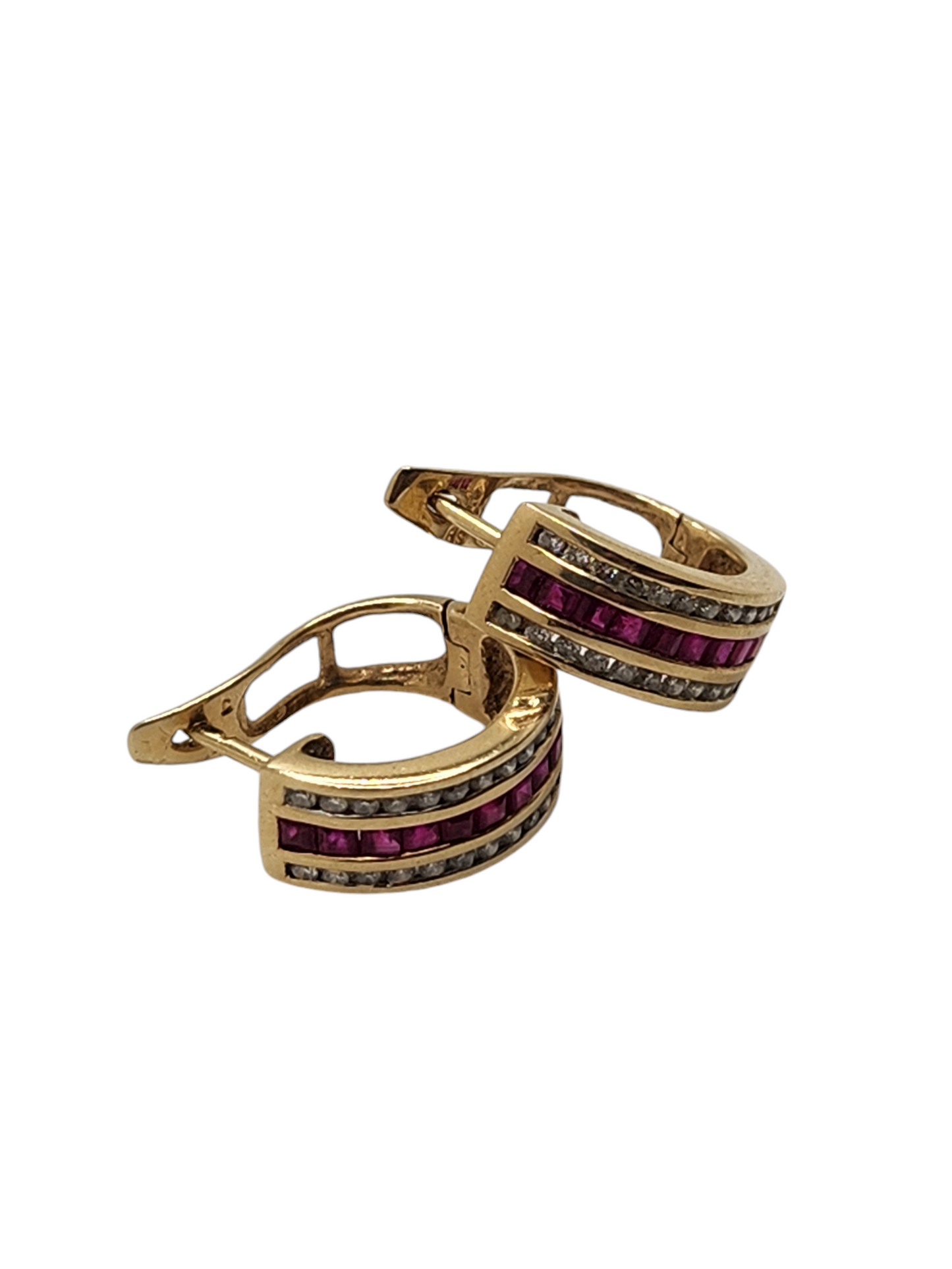 14k gold, ruby and diamond earrings