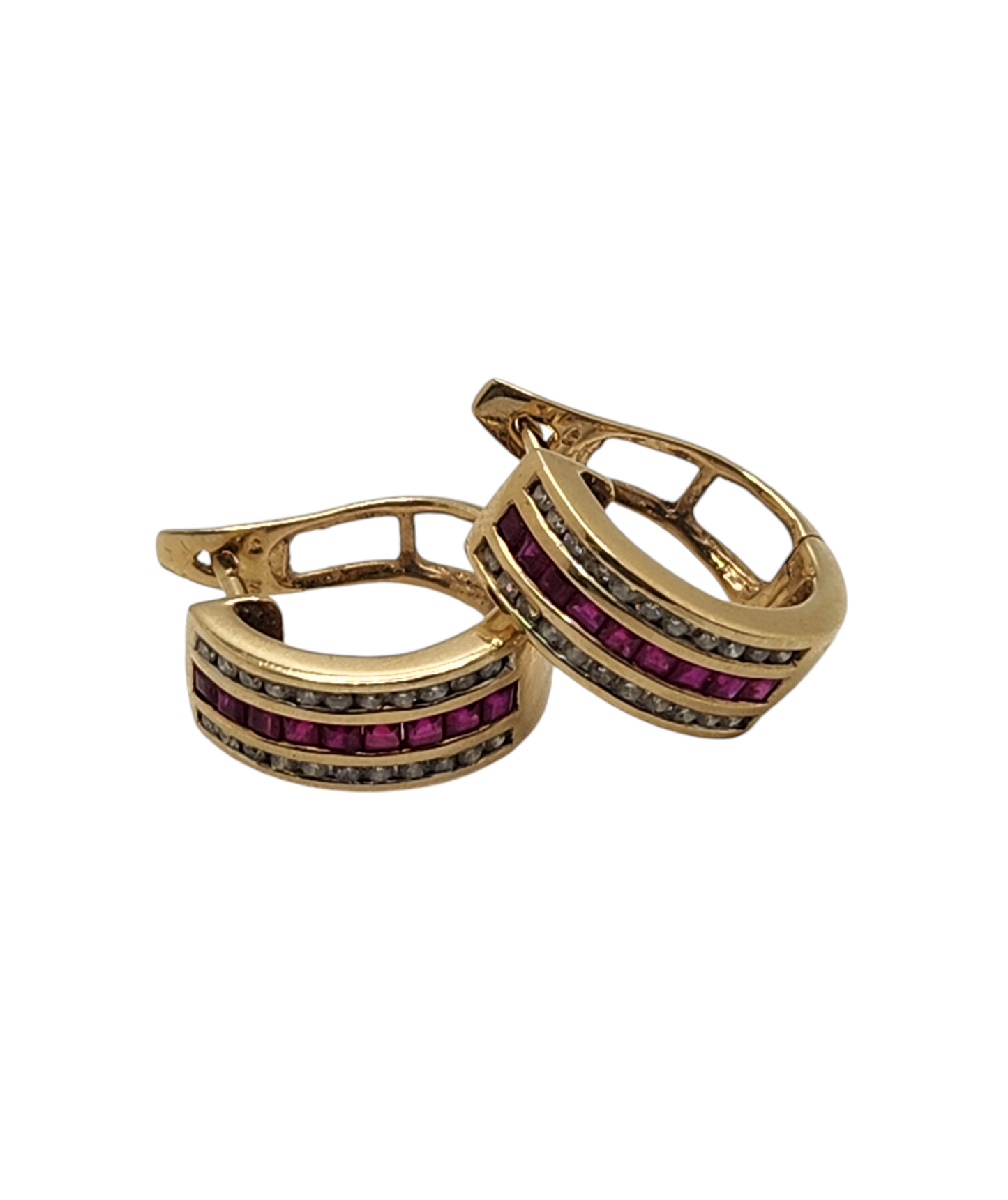 14k gold, ruby and diamond earrings