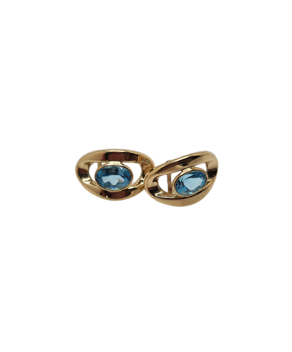 14k blue topaz earrings - made in italy