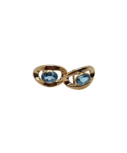 14K Blue Topaz Earrings - Made in Italy