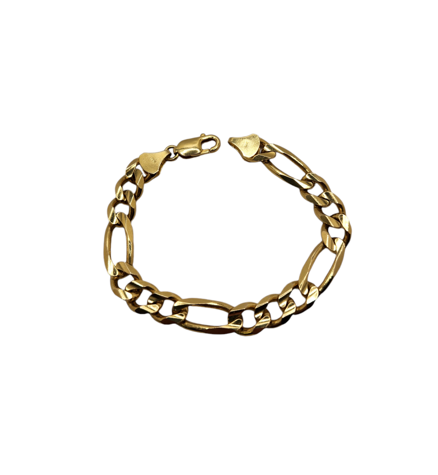 14k gold figaro chain bracelet - 7.5" length, 9mm, 26.8g