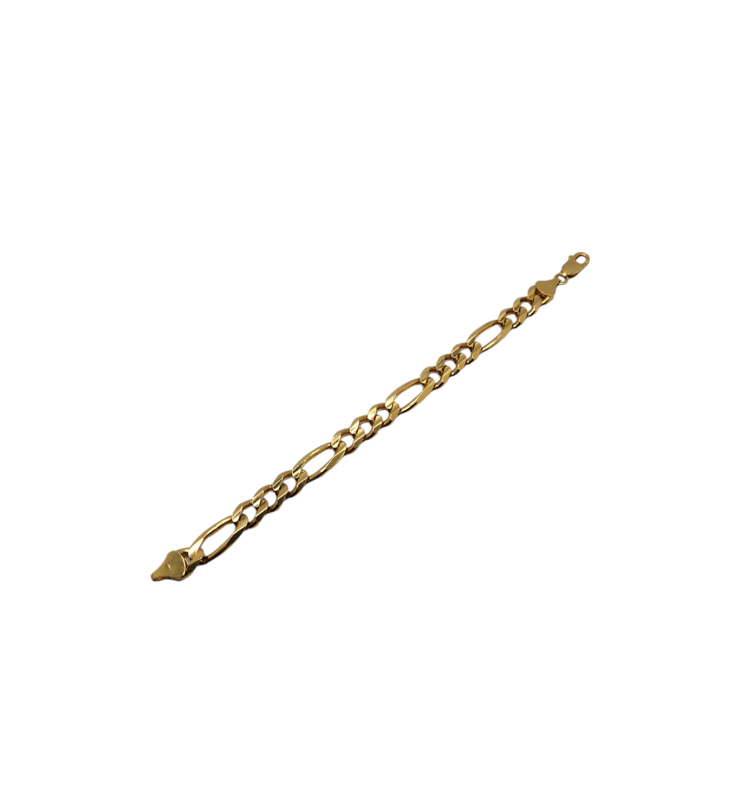 14k gold figaro chain bracelet - 7.5" length, 9mm, 26.8g