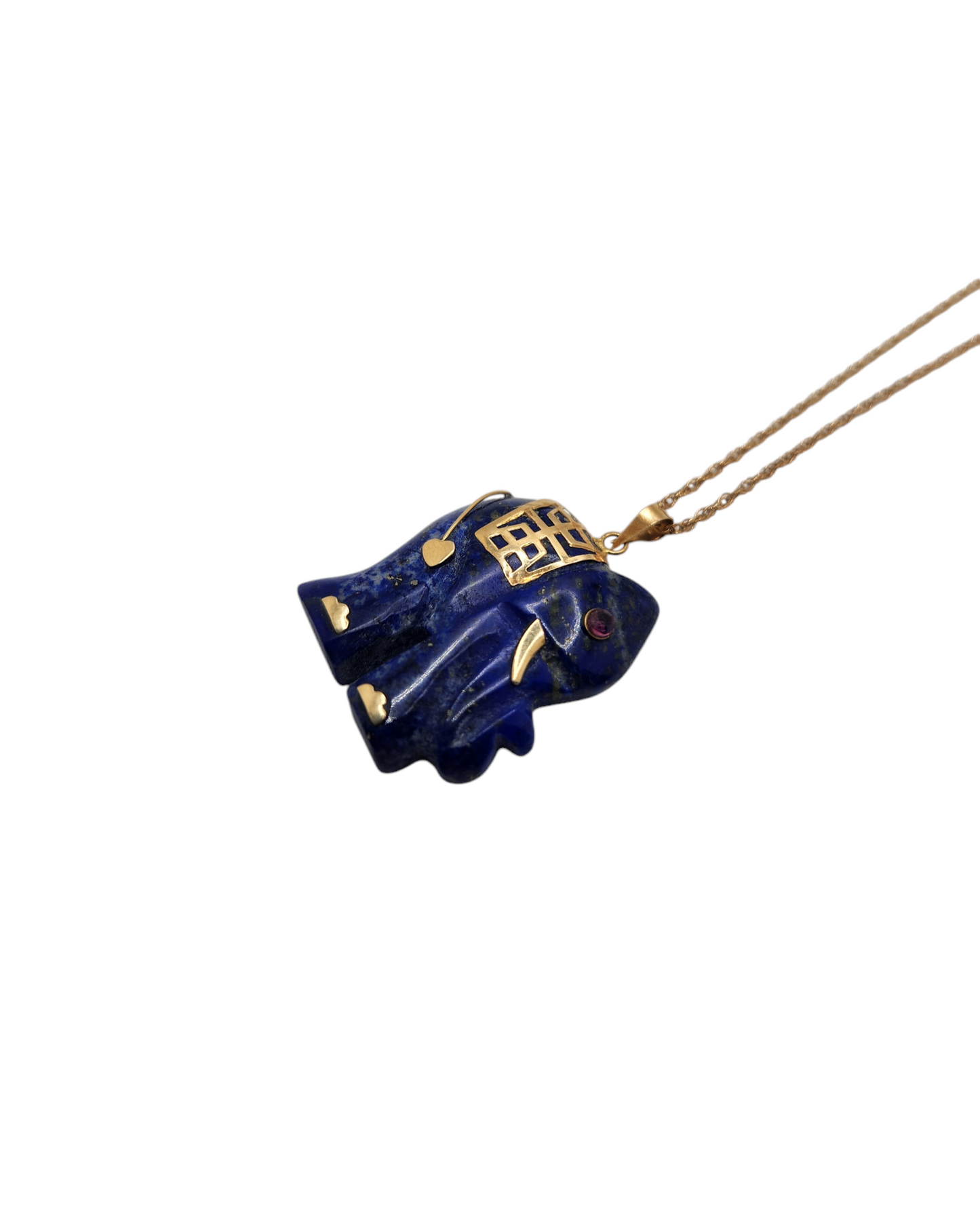 14k gold lapis lazuli elephant pendant necklace