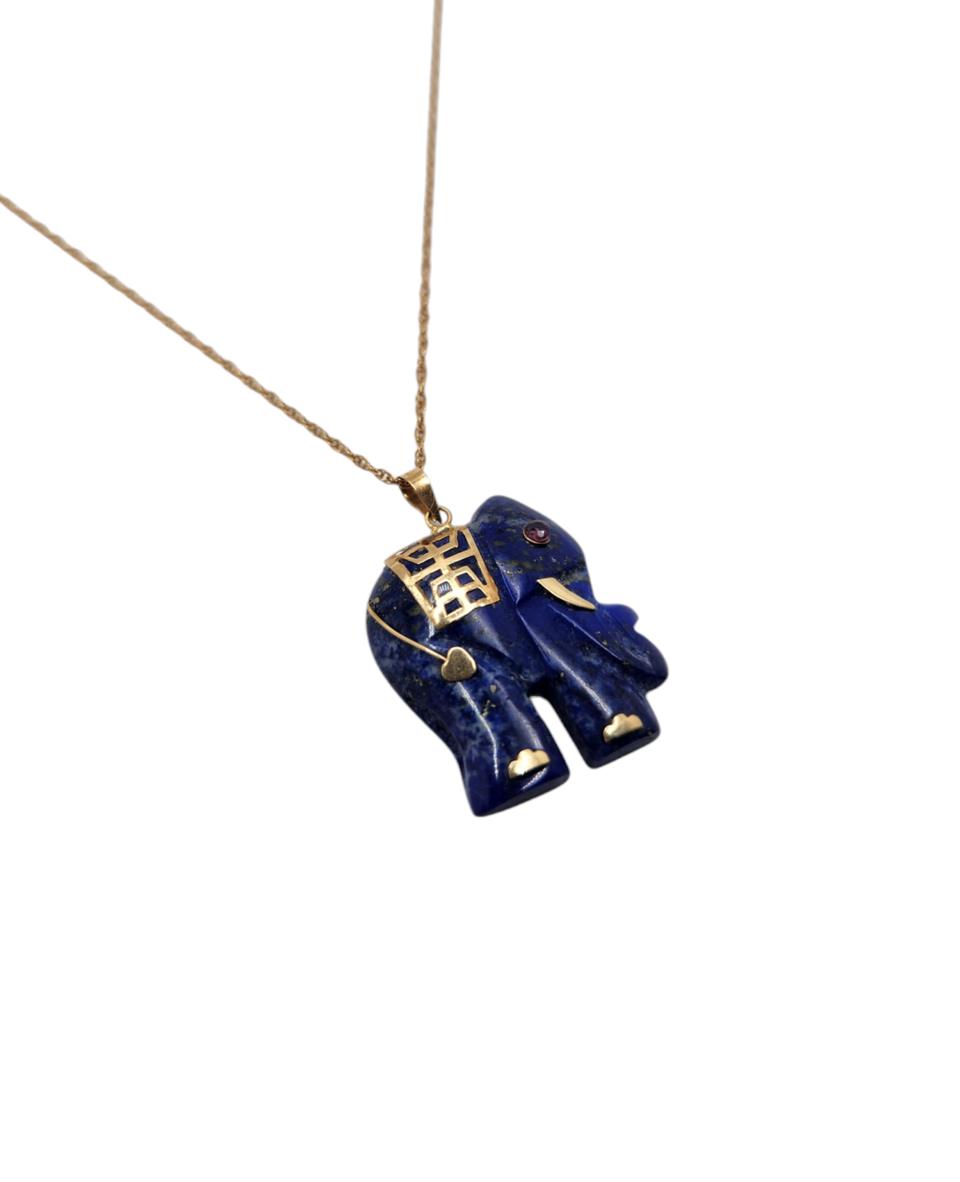 14k gold lapis lazuli elephant pendant necklace