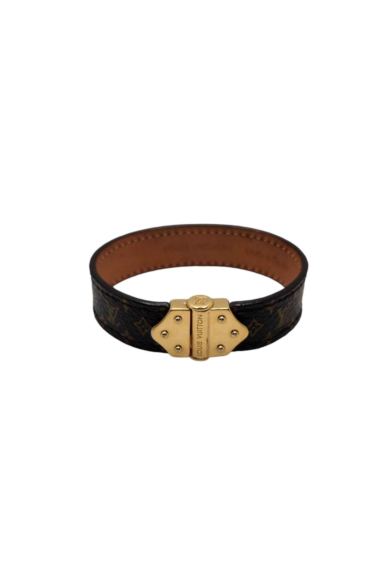 louis vuitton brown nano monogram canvas spirit bracelet