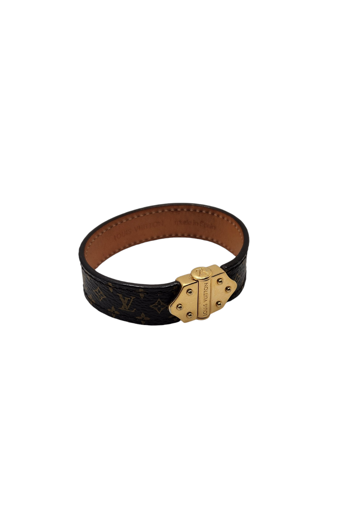 louis vuitton brown nano monogram canvas spirit bracelet