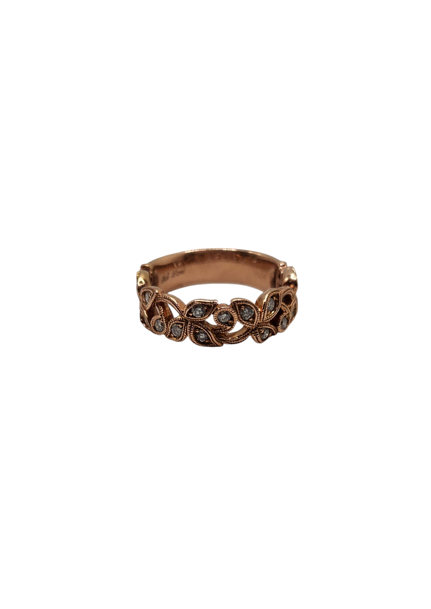 neil lane 14k rose gold leaf & vine diamond band ring