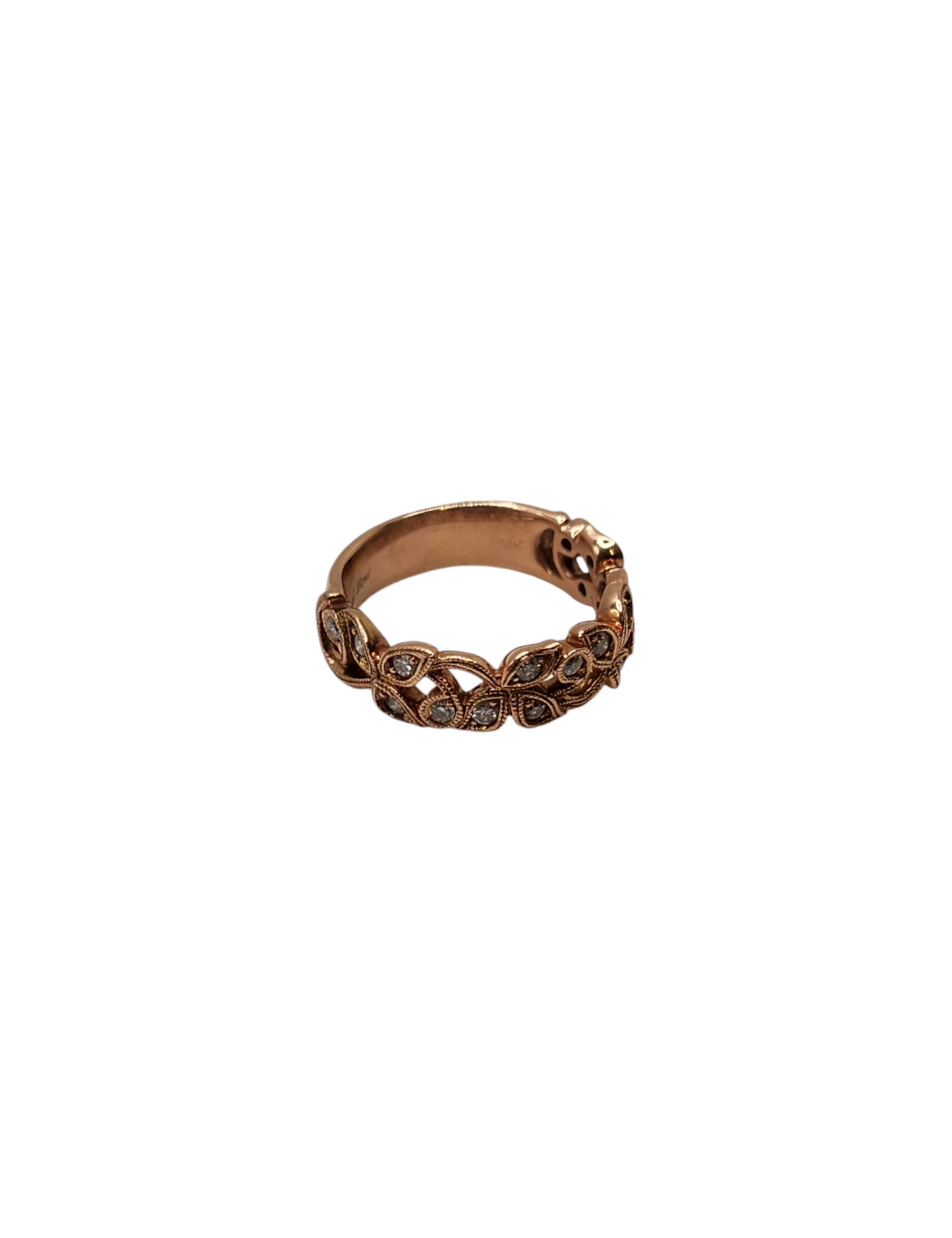 neil lane 14k rose gold leaf & vine diamond band ring