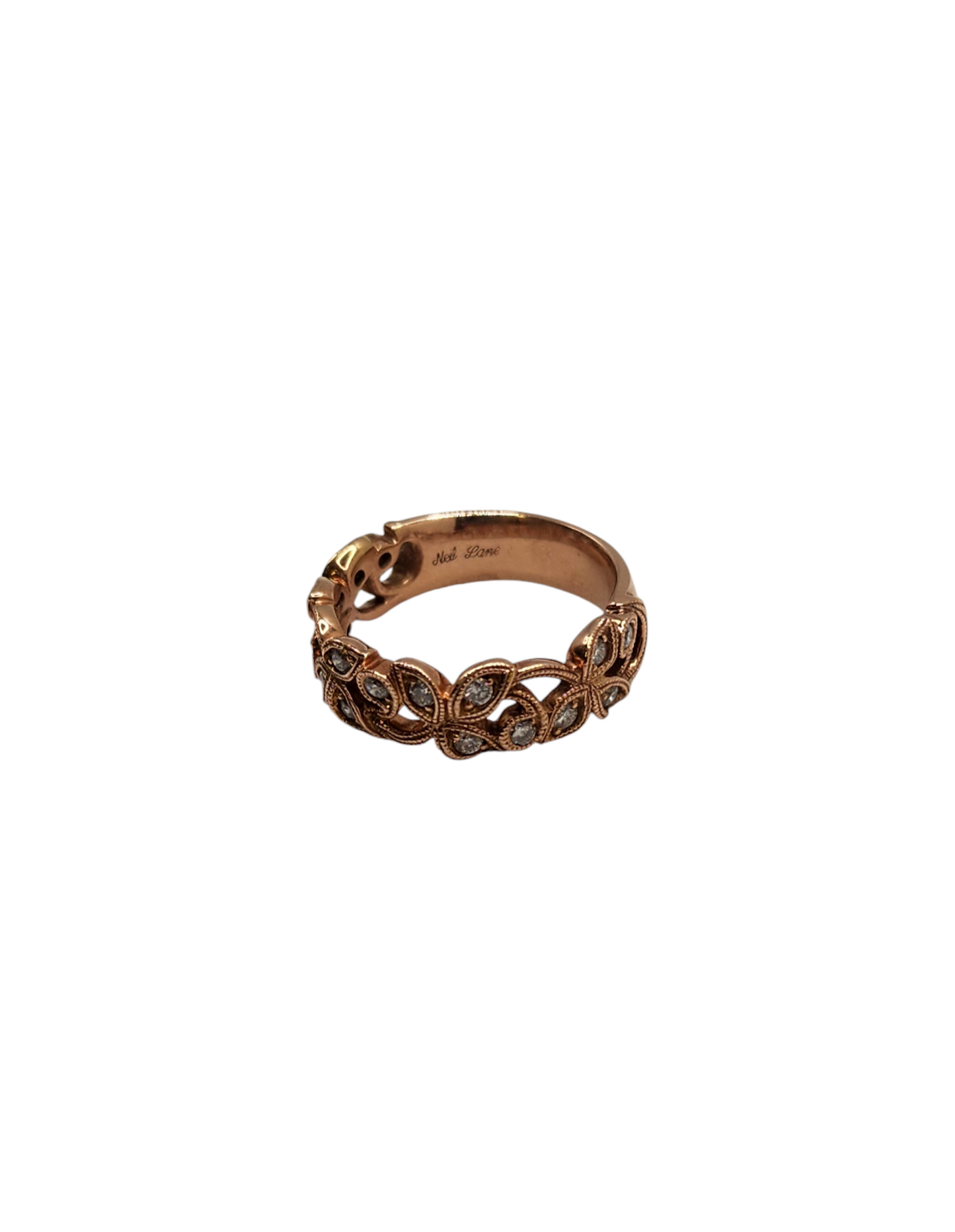 neil lane 14k rose gold leaf & vine diamond band ring