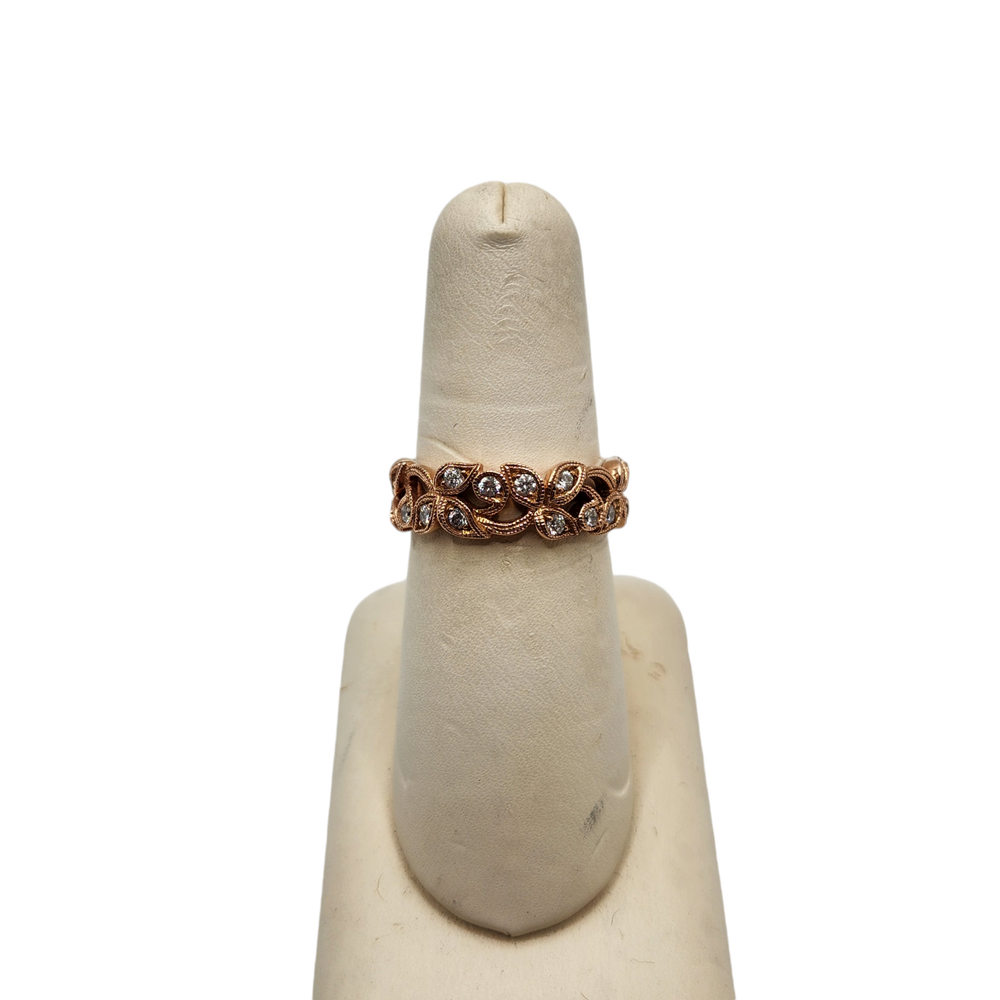 neil lane 14k rose gold leaf & vine diamond band ring