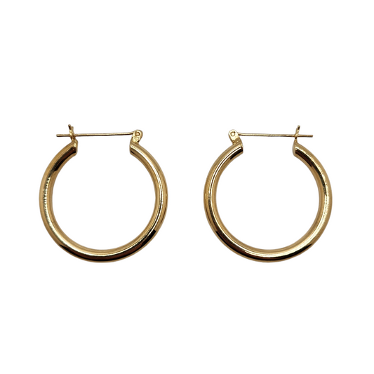 14K Gold Tube Hoop Earrings