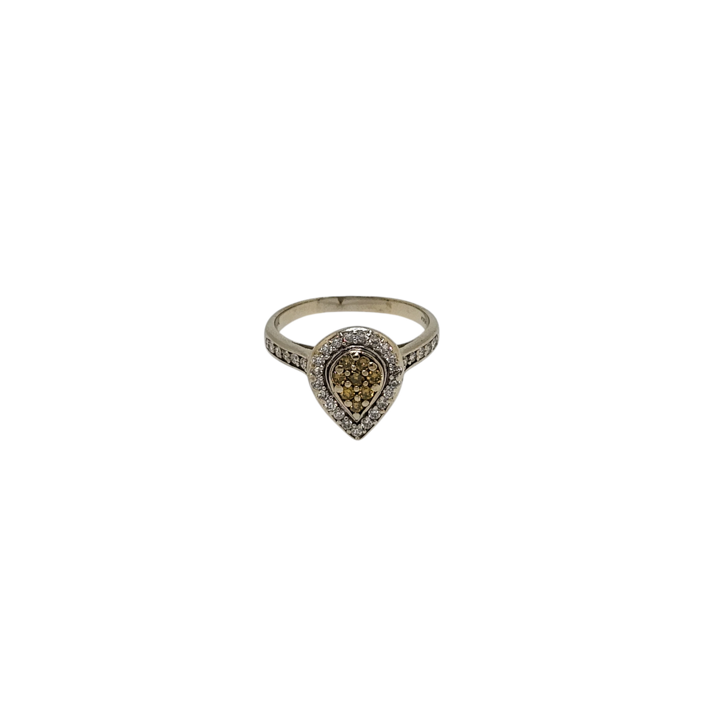 14k white gold ring with yellow and white diamonds