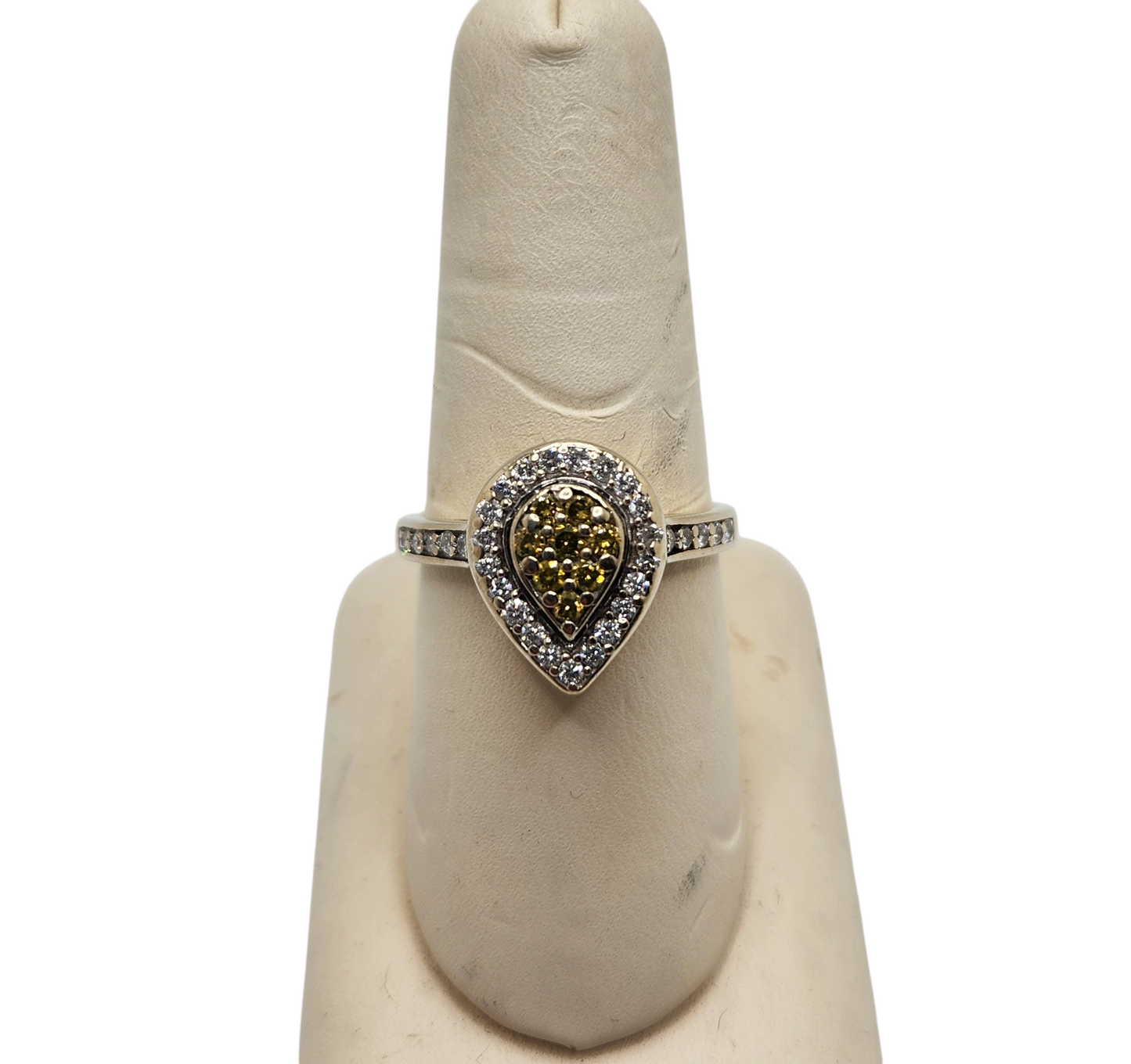 14k white gold ring with yellow and white diamonds