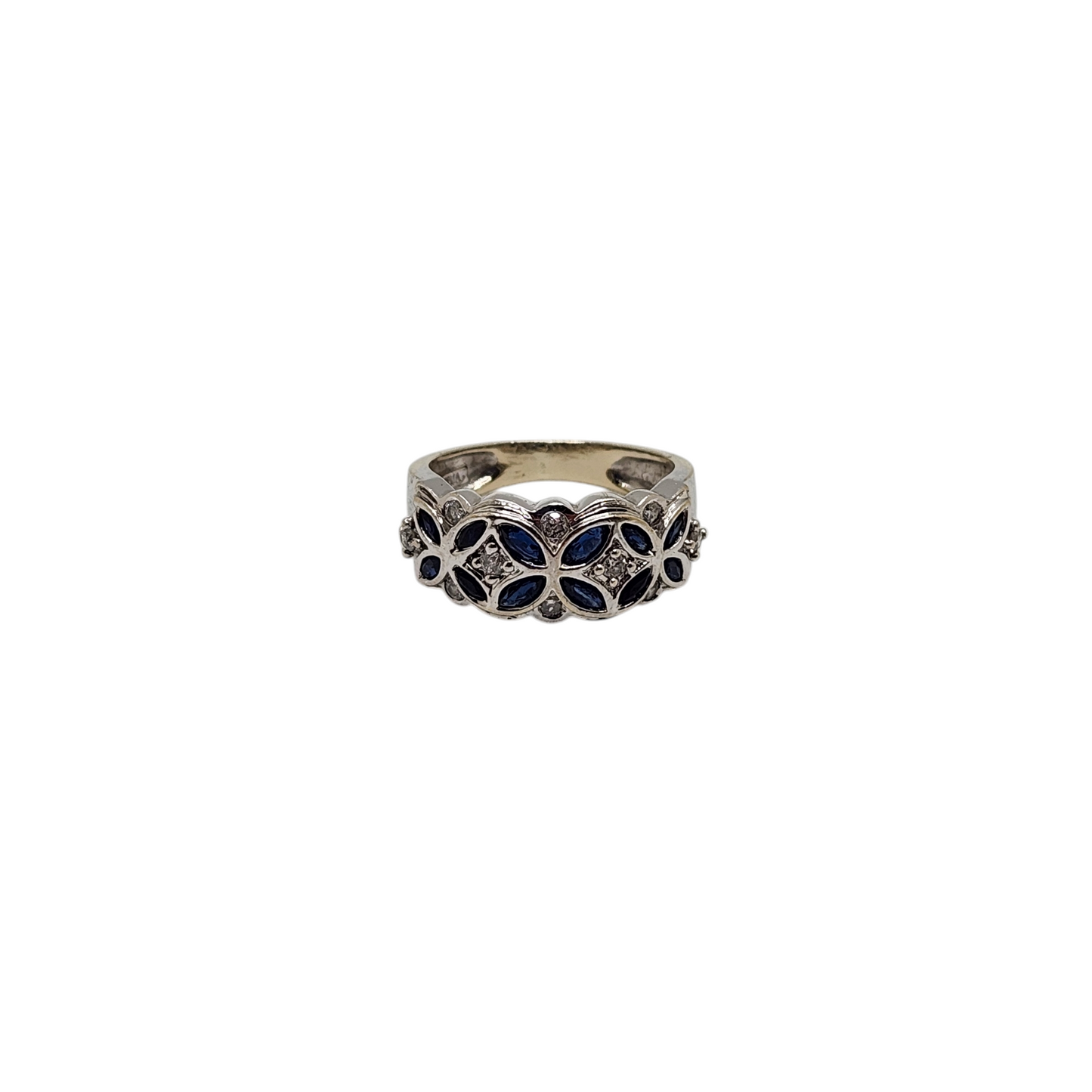 14k rich royal blue sapphire & diamond ring