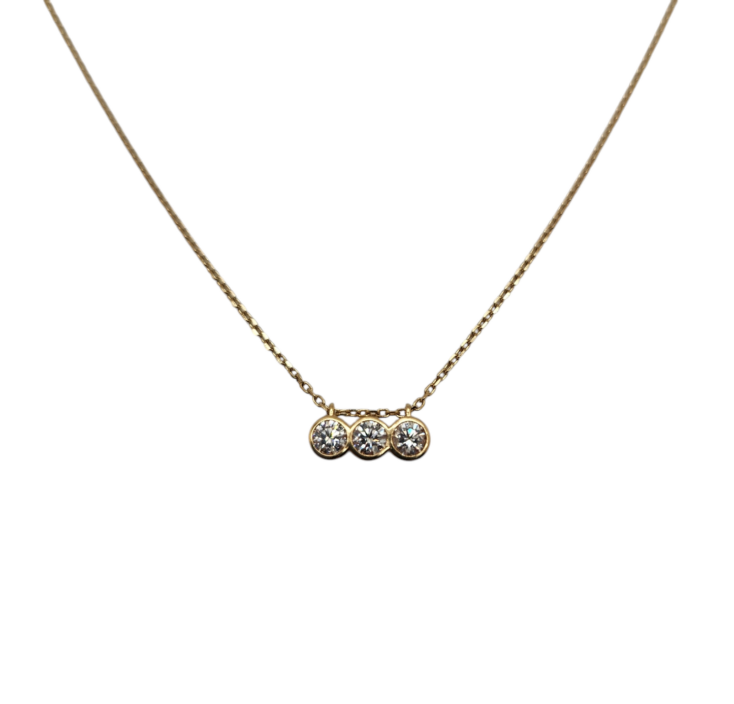 14k pandora-era lab-grown diamond triple bezel pendant necklace