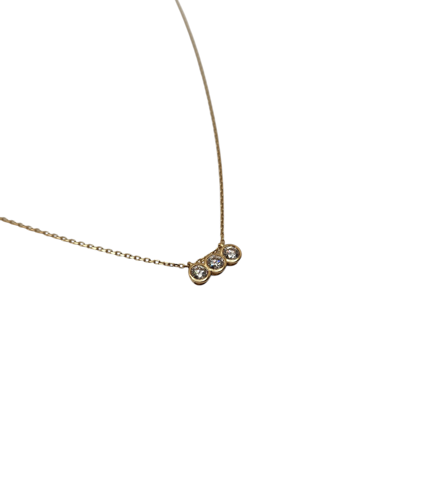 14k pandora-era lab-grown diamond triple bezel pendant necklace