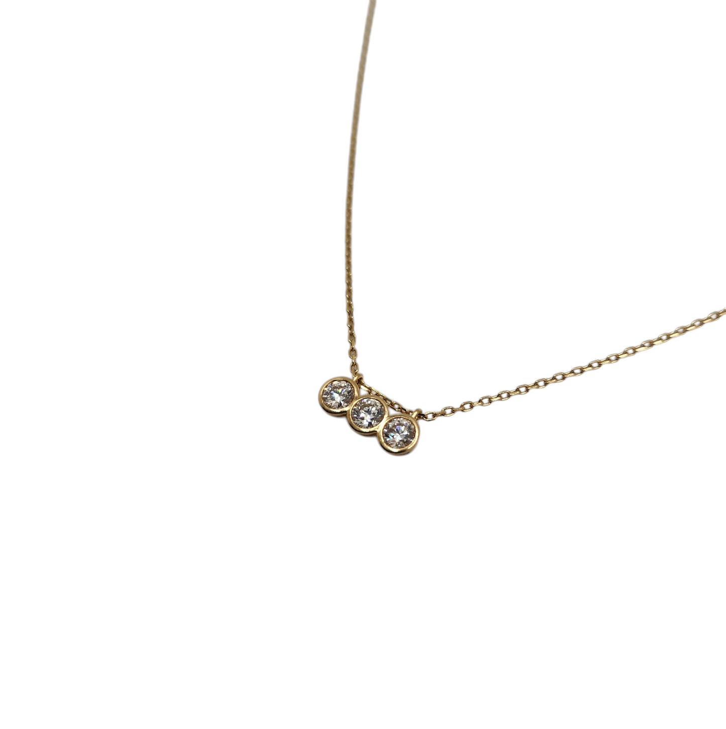 14k pandora-era lab-grown diamond triple bezel pendant necklace