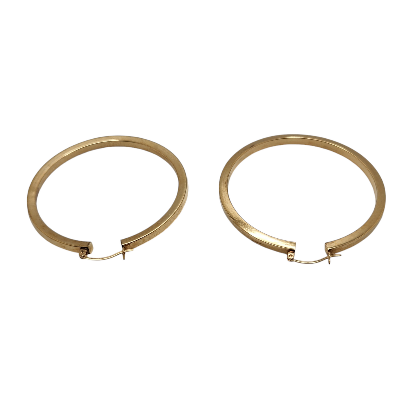 14k yellow gold large hoop earrings – 2" length, 3mm thick