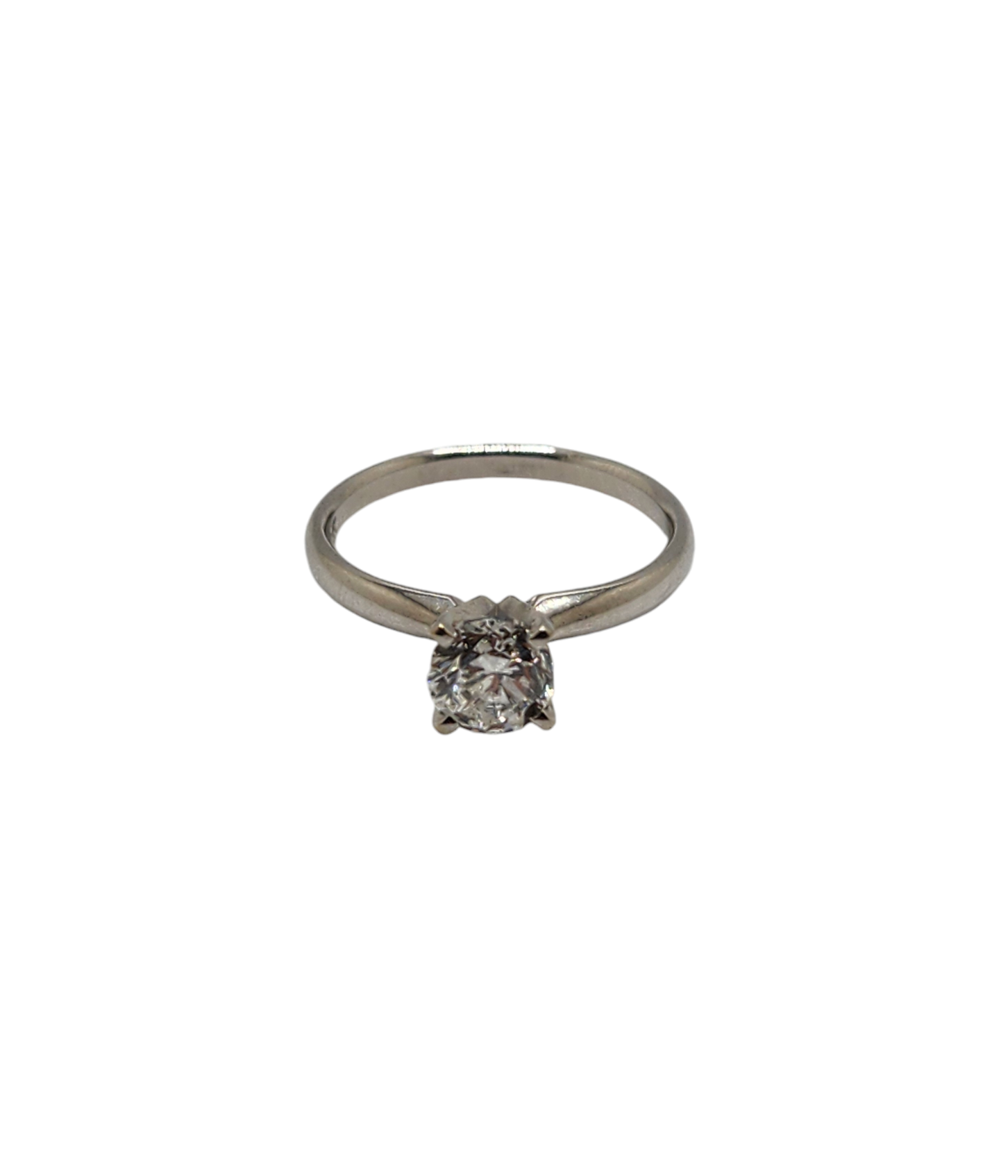 14k white gold .85 carat solitaire diamond ring