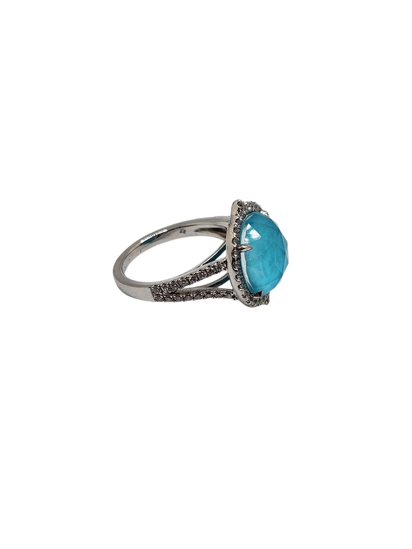 18k gold quartz and turquoise ring with diamonds