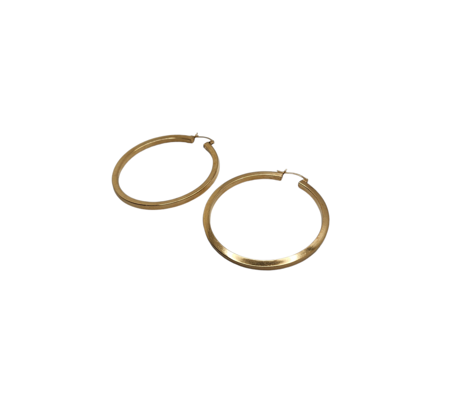 14k yellow gold large hoop earrings – 2" length, 3mm thick