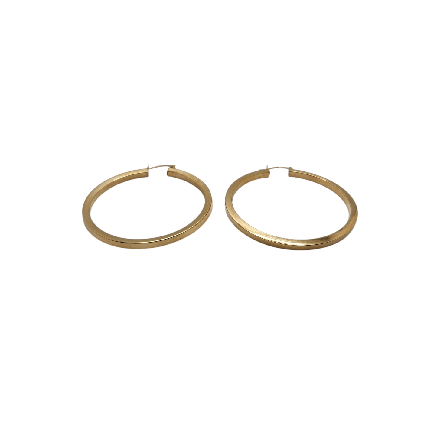 14k yellow gold large hoop earrings – 2" length, 3mm thick