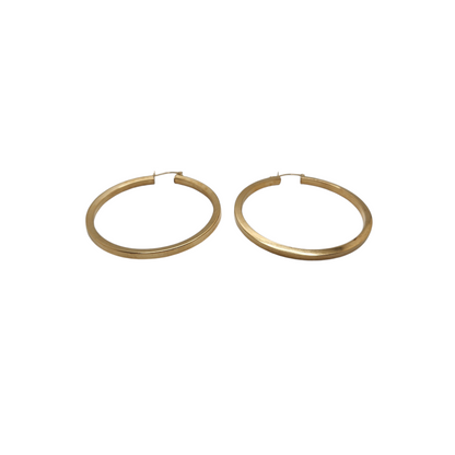 14K Yellow Gold Large Hoop Earrings – 2" Length, 3mm Thick